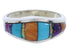 Southwestern Multicolor Inlay Silver Ring Size 5-3/4 EX51013